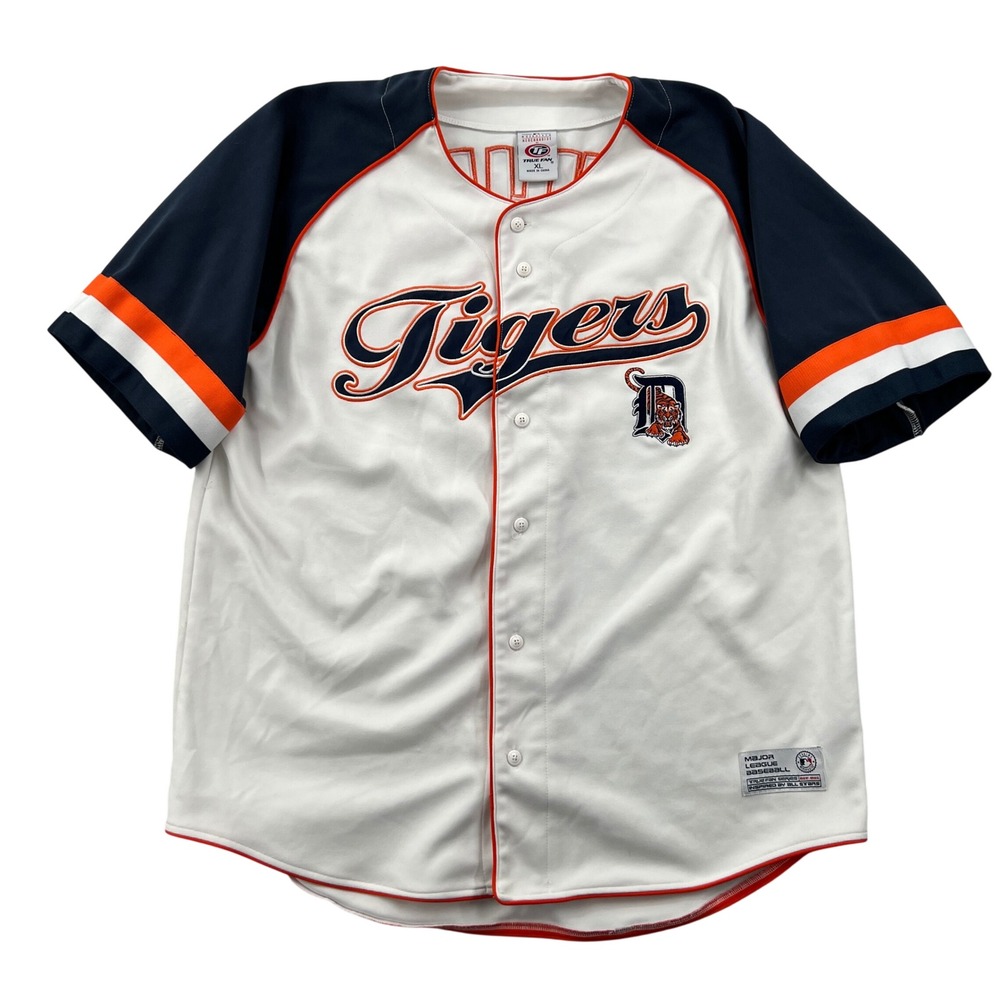 True Fan Detroit Tigers Baseball Jersey Mens XL White Guillen 9 MLB Embroidered